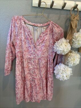 Tommy Bahama Pink Floral Button-Front Tunic Dress